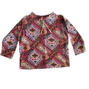 Vintage Biobottoms Fresh Air Wear Kids Aztec Top Size 14 Cotton Boho Made in USA